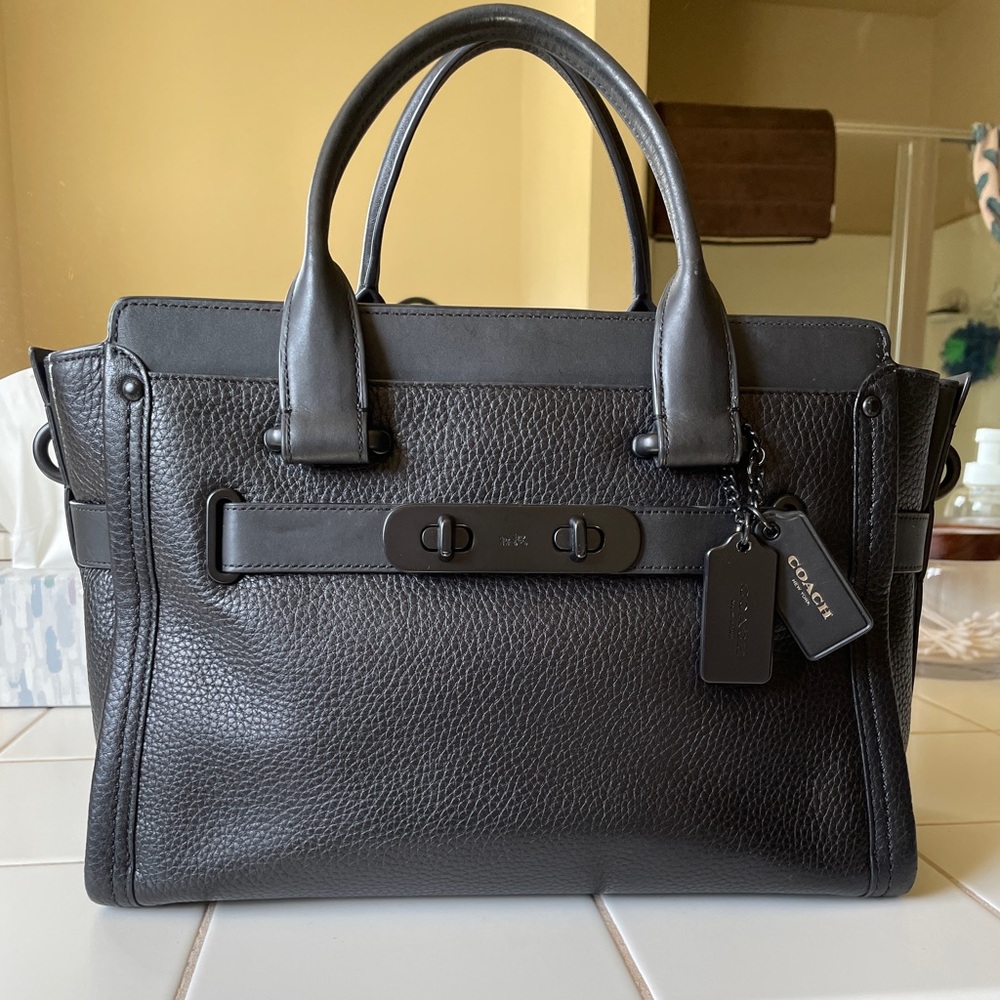 Coach Swagger handbag with matte black hardware.